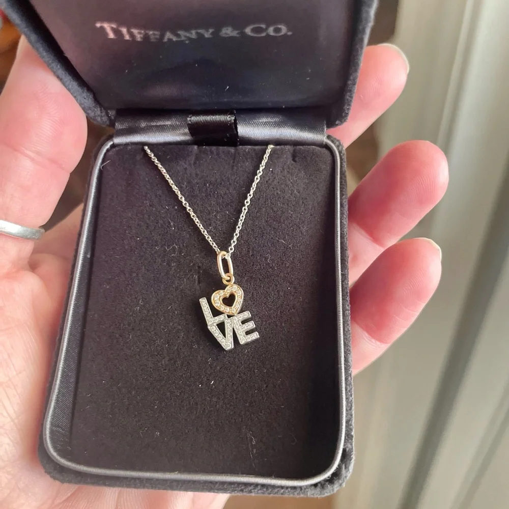 Tiffany & Co Love Necklace with White/Rose Gold and Pave Diamonds - Picture 11 of 12